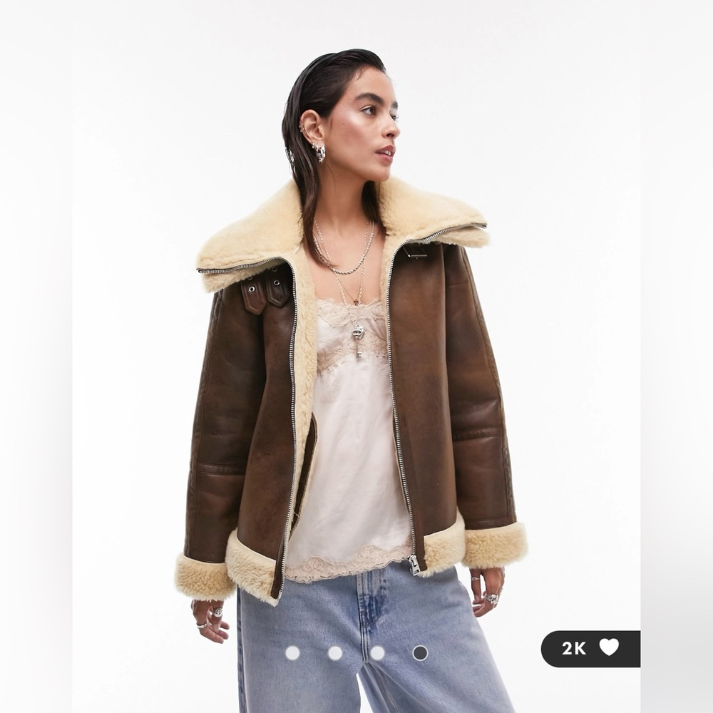 TOPSHOP TAN SHEARLING JACKET